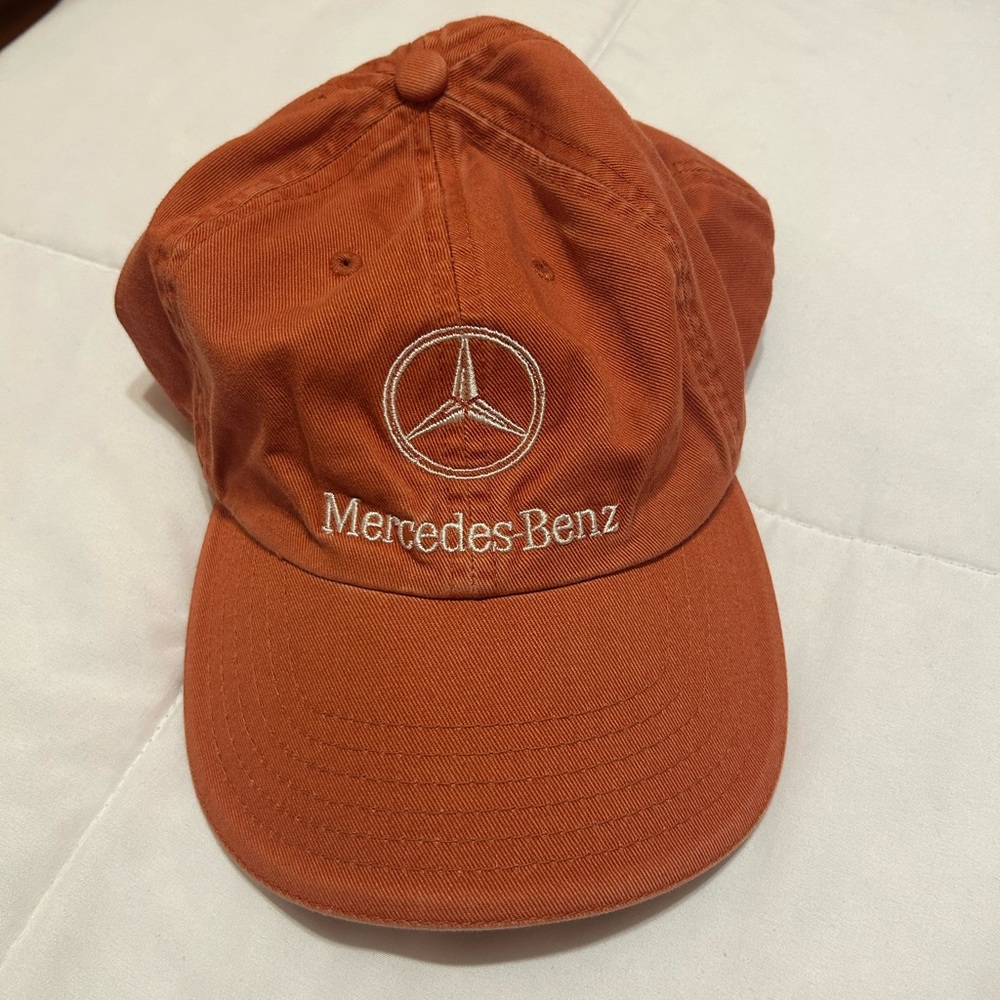 Vintage Mercedes Benz hat- burnt orange with white logo